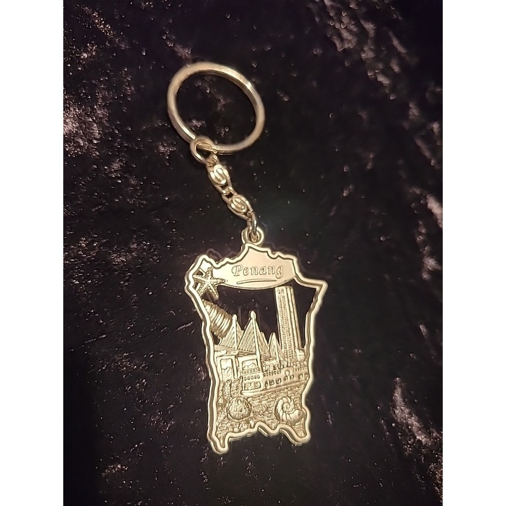Vintage Silver Tone Penang Malaysia Souvenir Travel Vacation